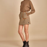 gonna con bordo in pelle ANDINE TAUPE malina 