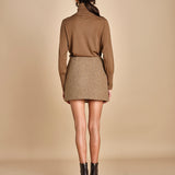 gonna con bordo in pelle ANDINE TAUPE malina 