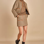 gonna con bordo in pelle ANDINE TAUPE malina 