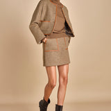 gonna con bordo in pelle ANDINE TAUPE malina 