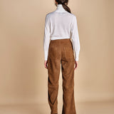pantalone in camoscio FELISE CARAMEL malina 