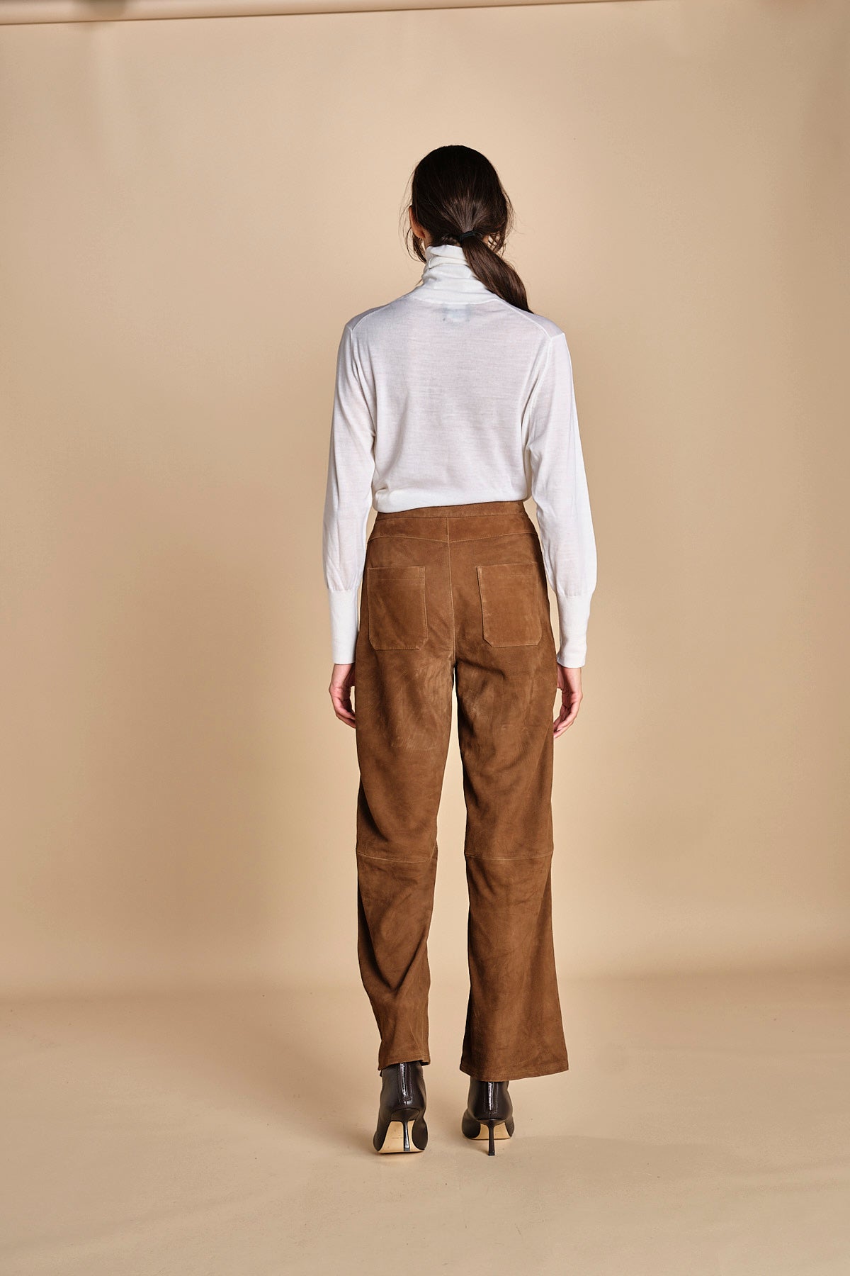 pantalone in camoscio FELISE CARAMEL malina 
