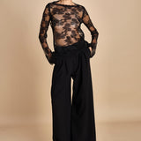 top in pizzo con manica lunga LENI BLACK malina 