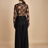 top in pizzo con manica lunga LENI BLACK malina 