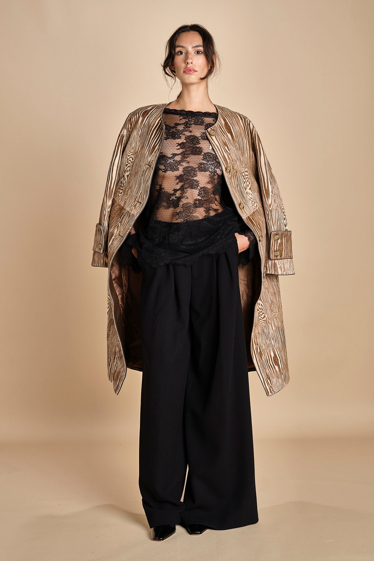 top in pizzo con manica lunga LENI BLACK malina 