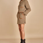 giacca in tweed cin bordo in pelle NINETTE TAUPE malina 