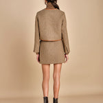 giacca in tweed cin bordo in pelle NINETTE TAUPE malina 