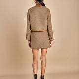 giacca in tweed cin bordo in pelle NINETTE TAUPE malina 