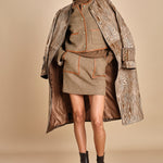 giacca in tweed cin bordo in pelle NINETTE TAUPE malina 