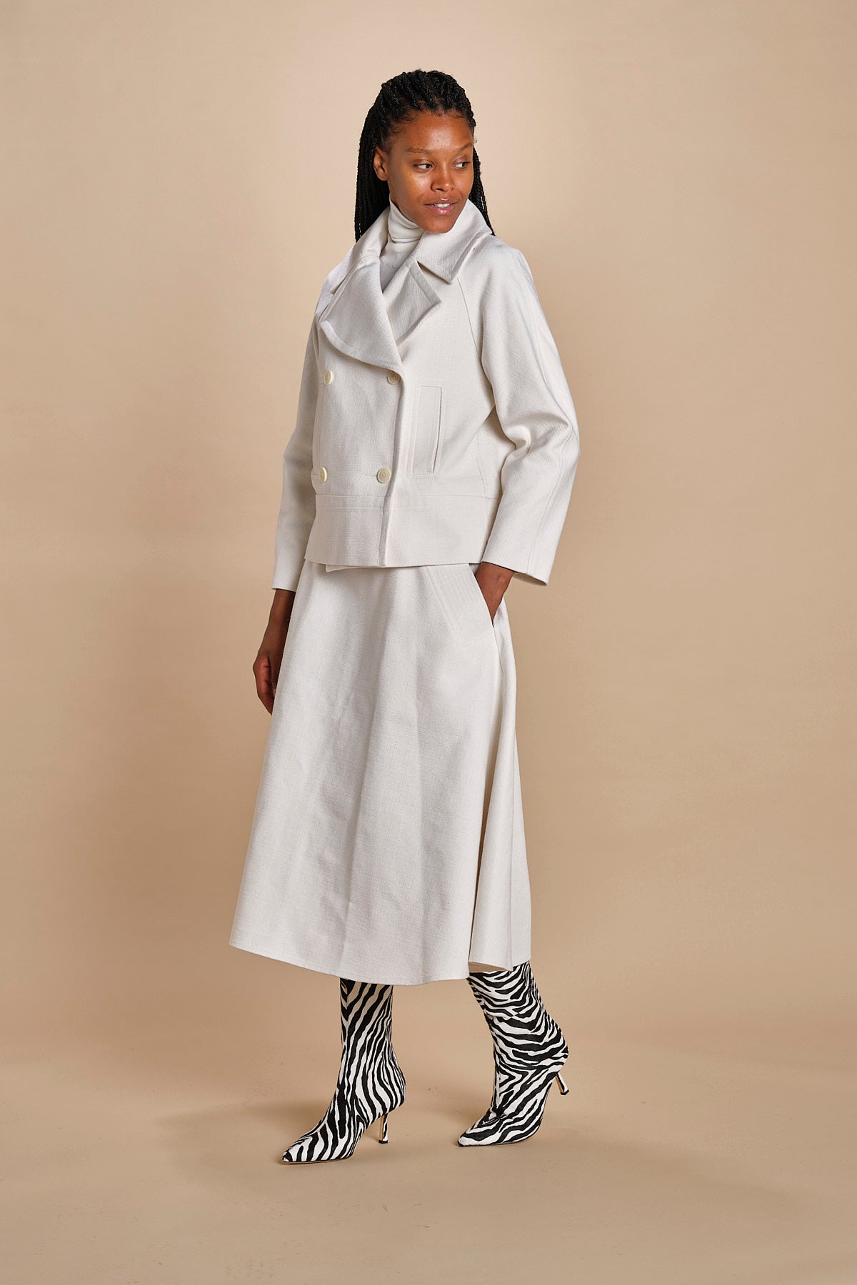 peacot corto di seta SHORT PEA JACKET  A16V02-C NS97 AVORY martin grant 