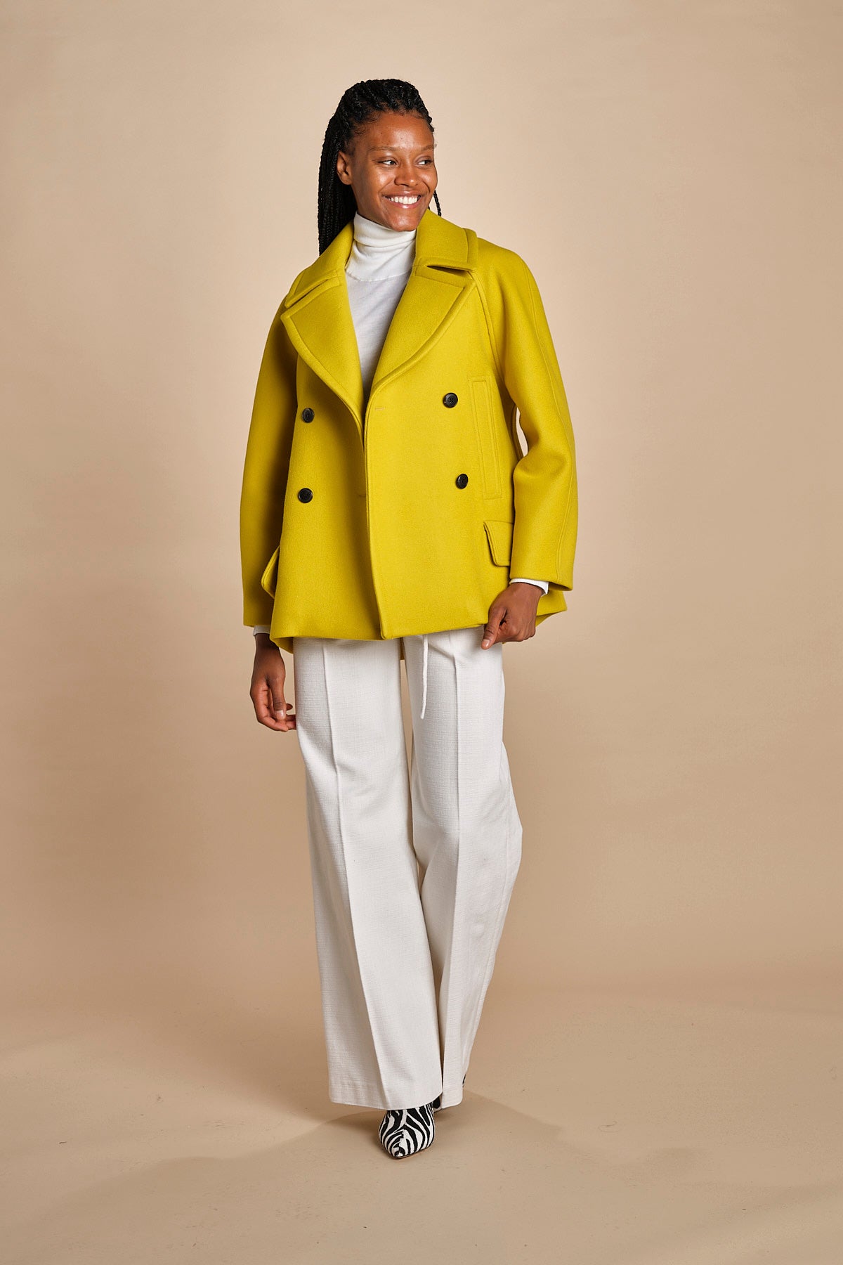 peacot doppiopetto A LINE PEA JACKET A19FV02 NS77 YELLOW martin grant 