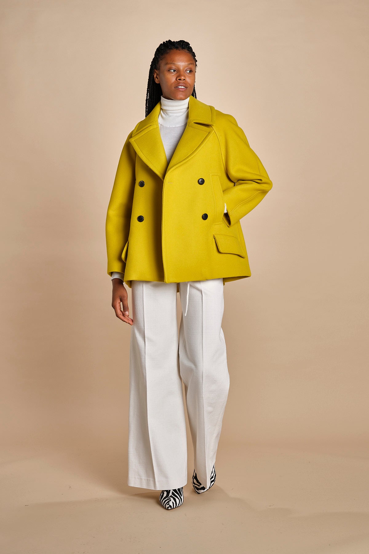 peacot doppiopetto A LINE PEA JACKET A19FV02 NS77 YELLOW martin grant 