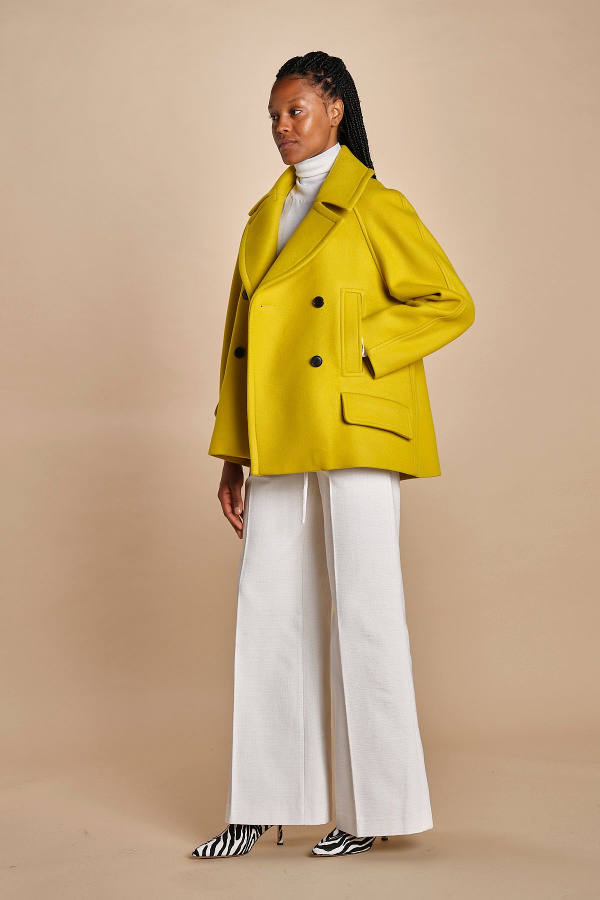 peacot doppiopetto A LINE PEA JACKET A19FV02 NS77 YELLOW martin grant 