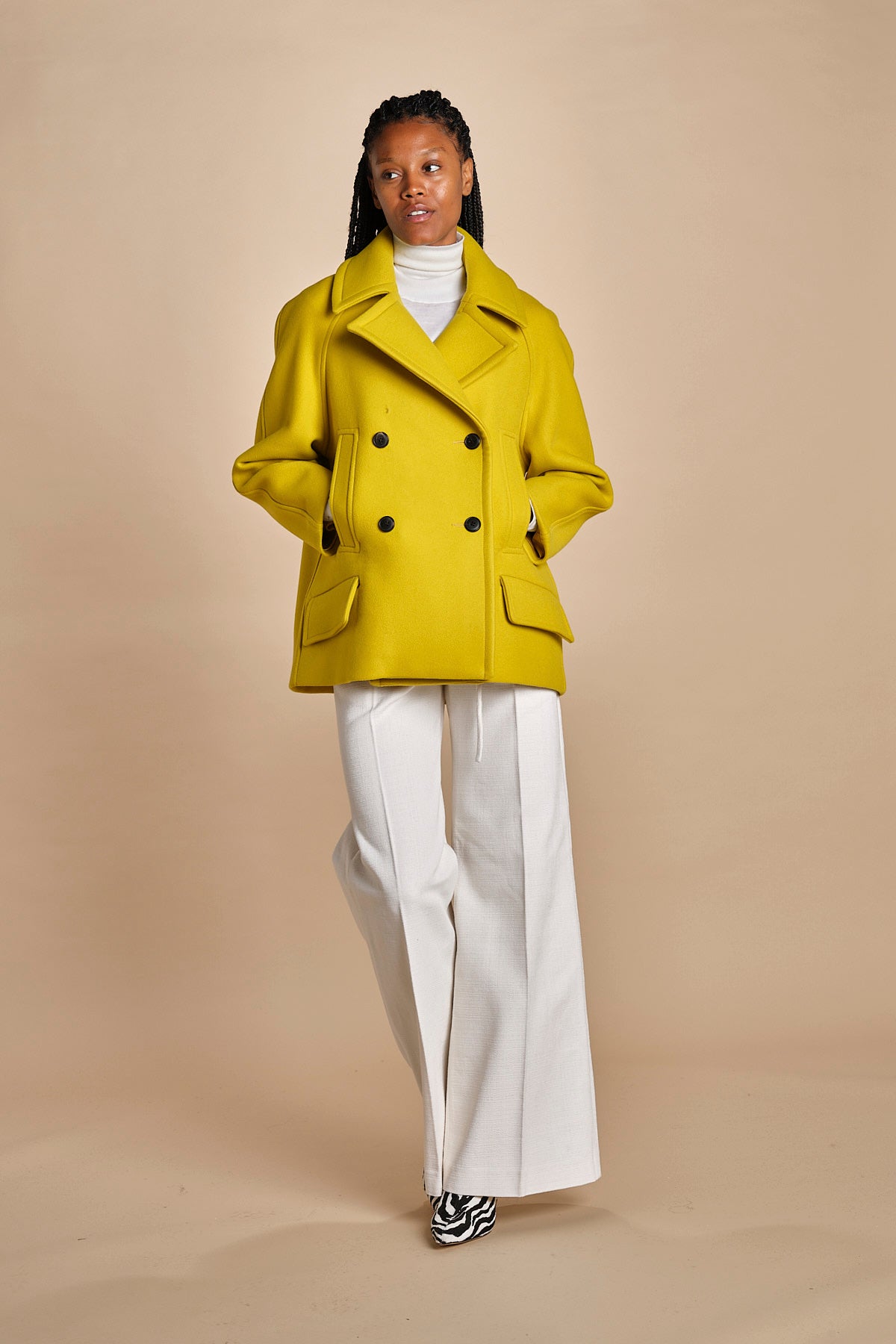 peacot doppiopetto A LINE PEA JACKET A19FV02 NS77 YELLOW martin grant 