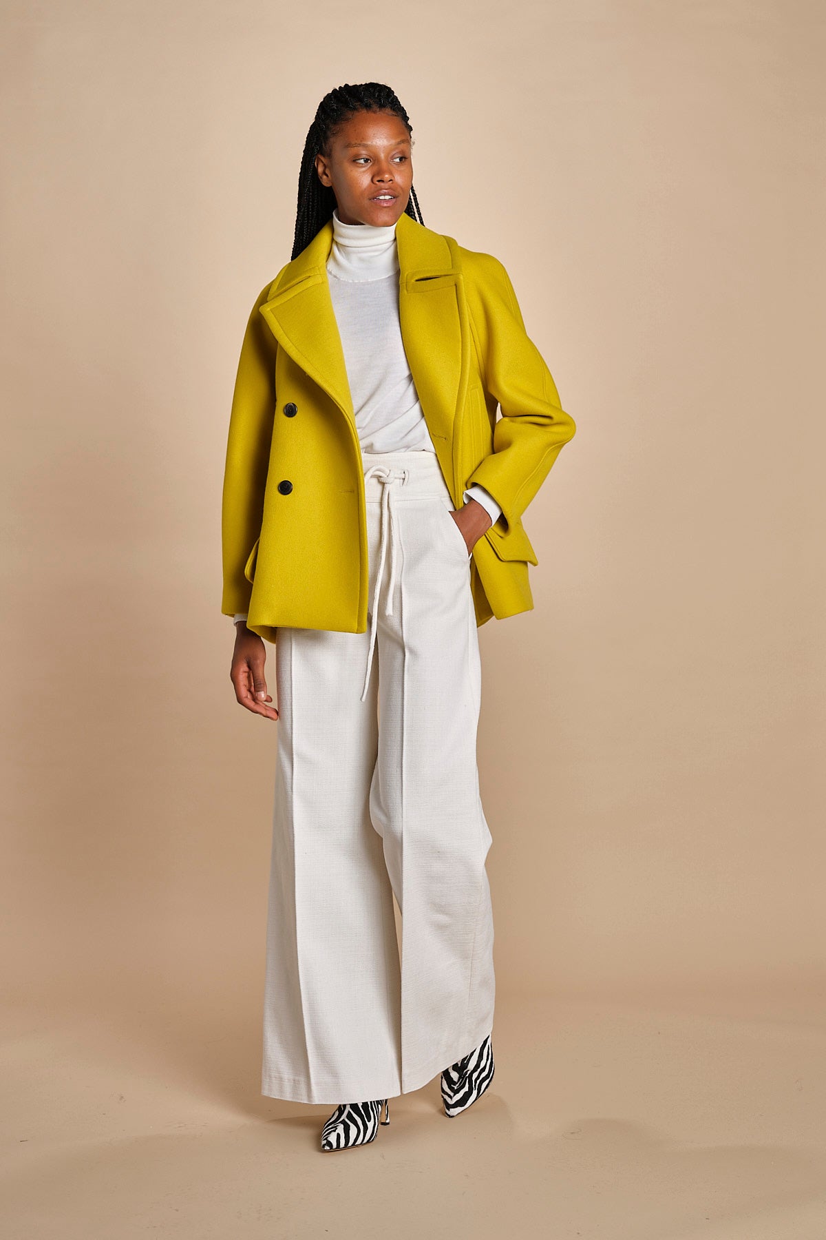 peacot doppiopetto A LINE PEA JACKET A19FV02 NS77 YELLOW martin grant 