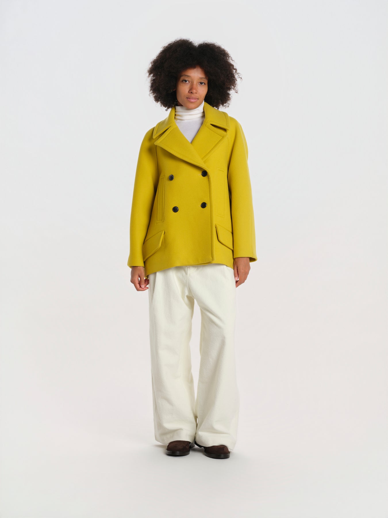 peacot doppiopetto A LINE PEA JACKET A19FV02 NS77 YELLOW martin grant 