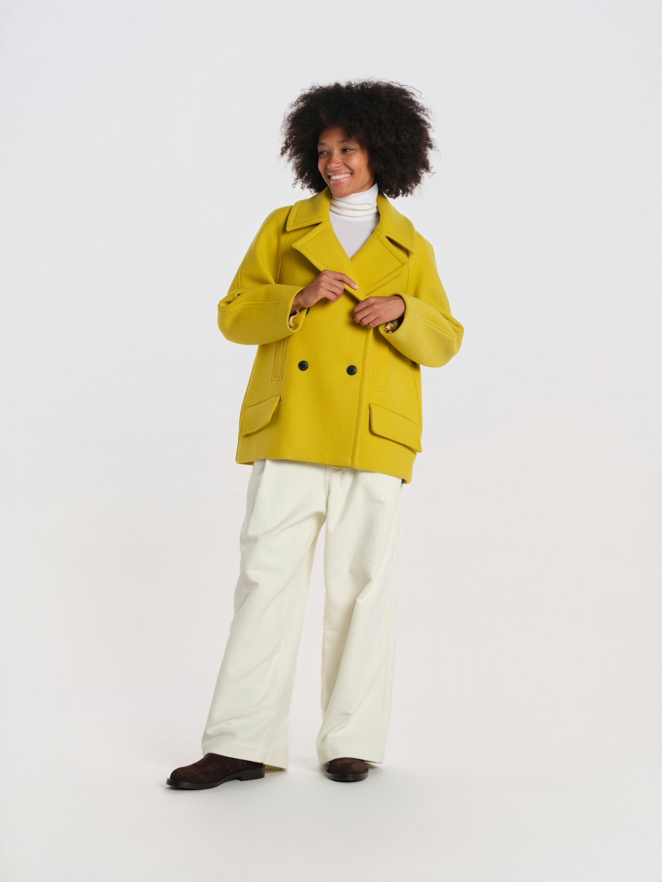 peacot doppiopetto A LINE PEA JACKET A19FV02 NS77 YELLOW martin grant 