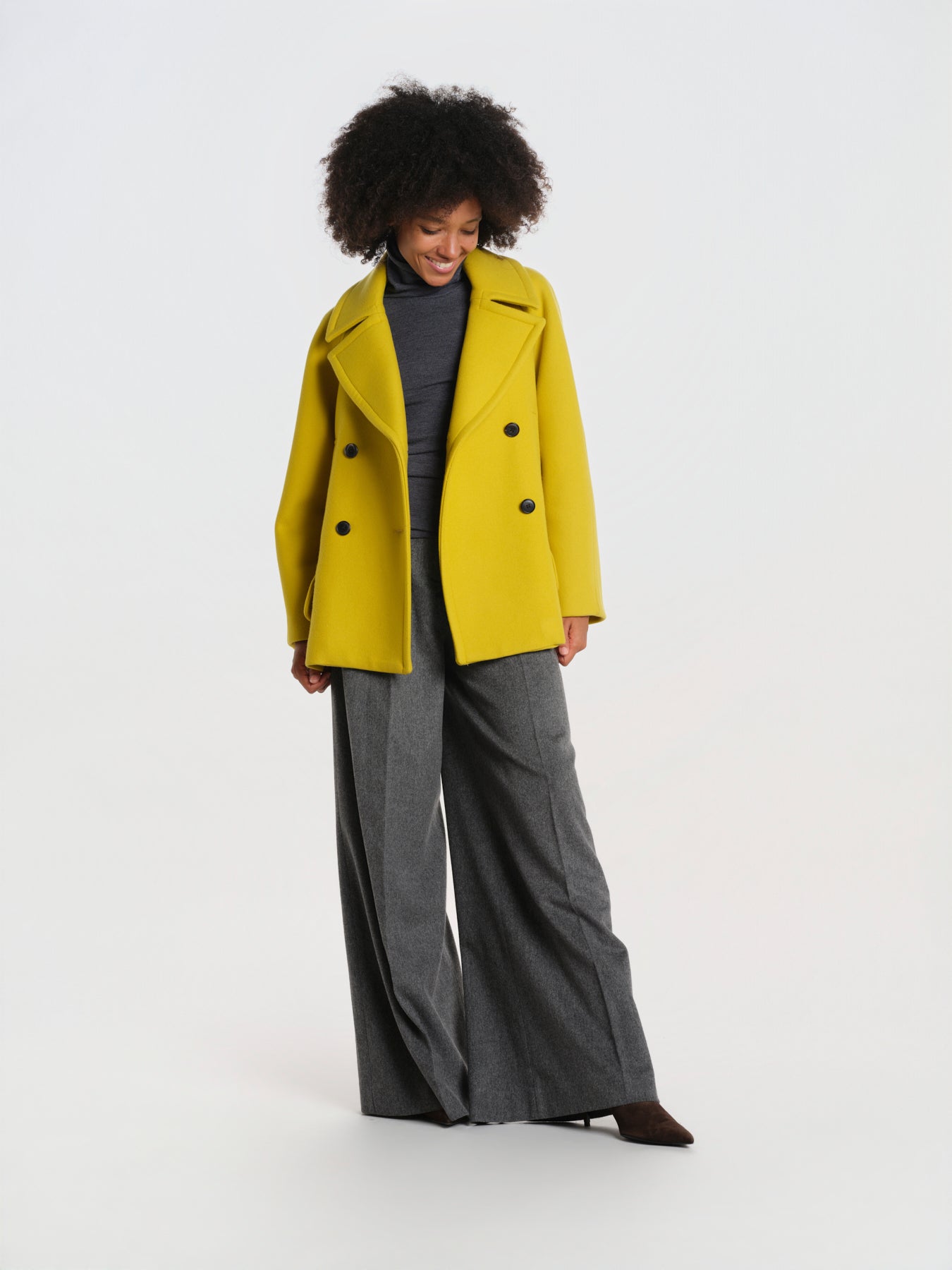 peacot doppiopetto A LINE PEA JACKET A19FV02 NS77 YELLOW martin grant 