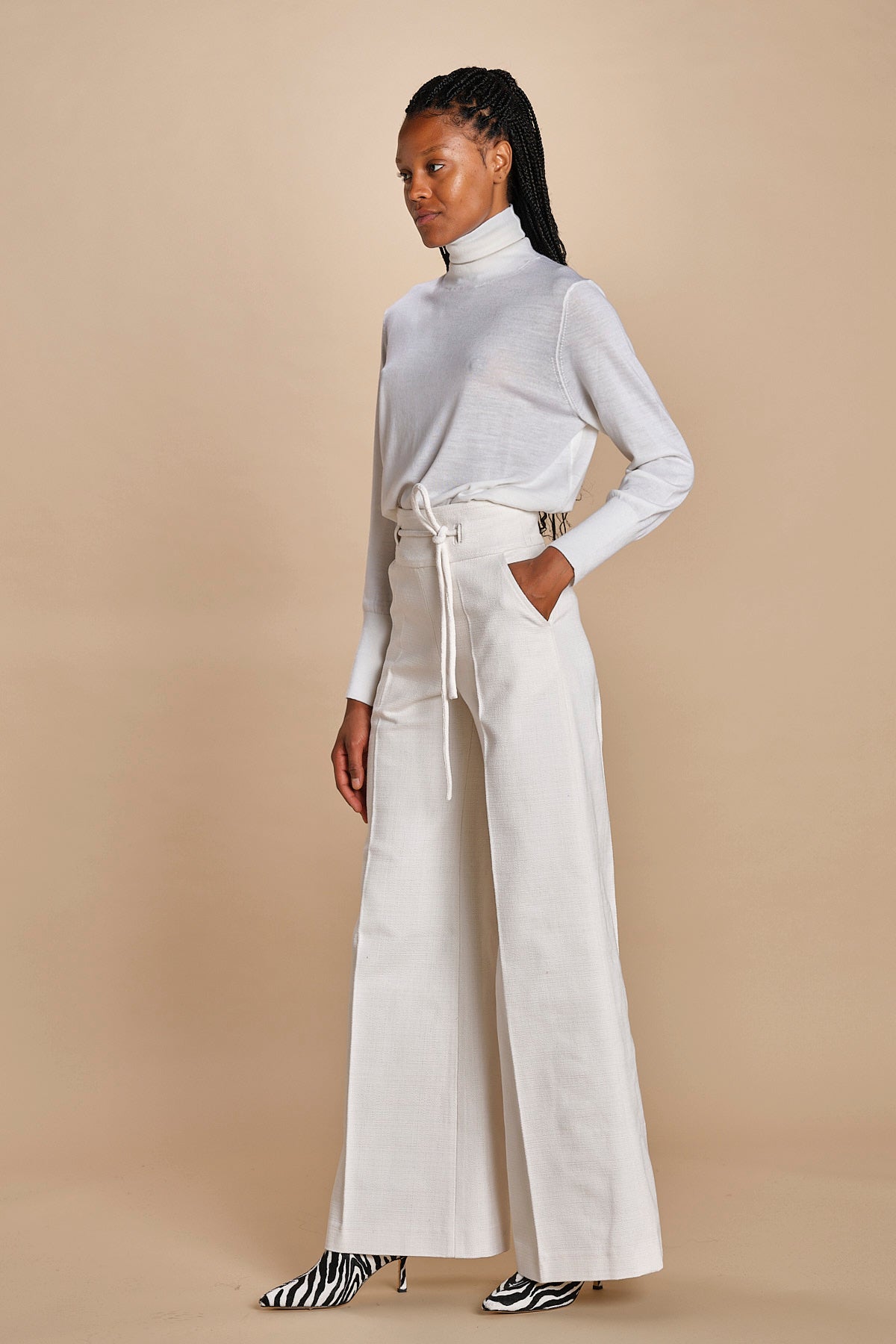 pantalone con cintura di seta HIGH WAIST E16P01 ns97 white martin grant 