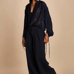 camicia in velluto devoré ANASTASIA DARK BLUE massimo alba 