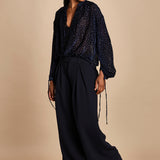 camicia in velluto devoré ANASTASIA DARK BLUE massimo alba 