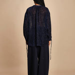 camicia in velluto devoré ANASTASIA DARK BLUE massimo alba 