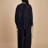 camicia in velluto devoré ANASTASIA DARK BLUE massimo alba 