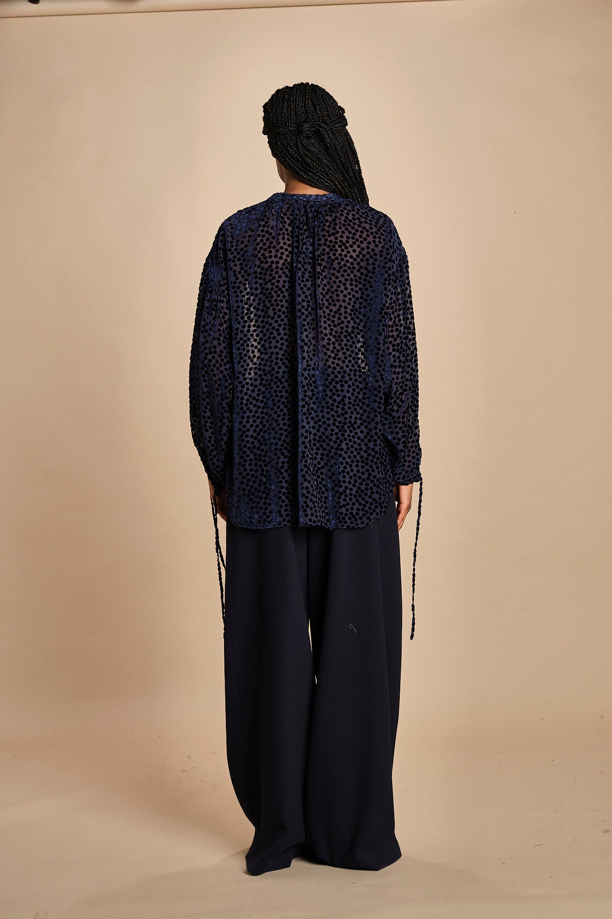 camicia in velluto devoré ANASTASIA DARK BLUE massimo alba 