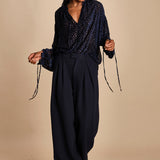 camicia in velluto devoré ANASTASIA DARK BLUE massimo alba 