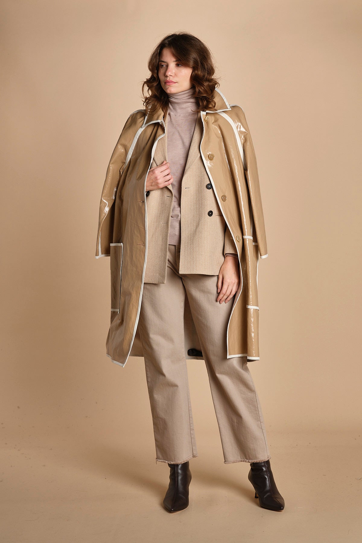 blazer doppiopetto spinato. BEATRIZ NATURALE massimo alba 