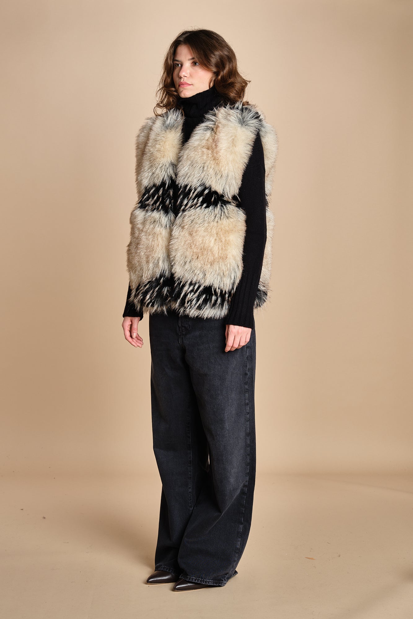 gilet in ecopelliccia AURA BEIGE mes demoiselles 