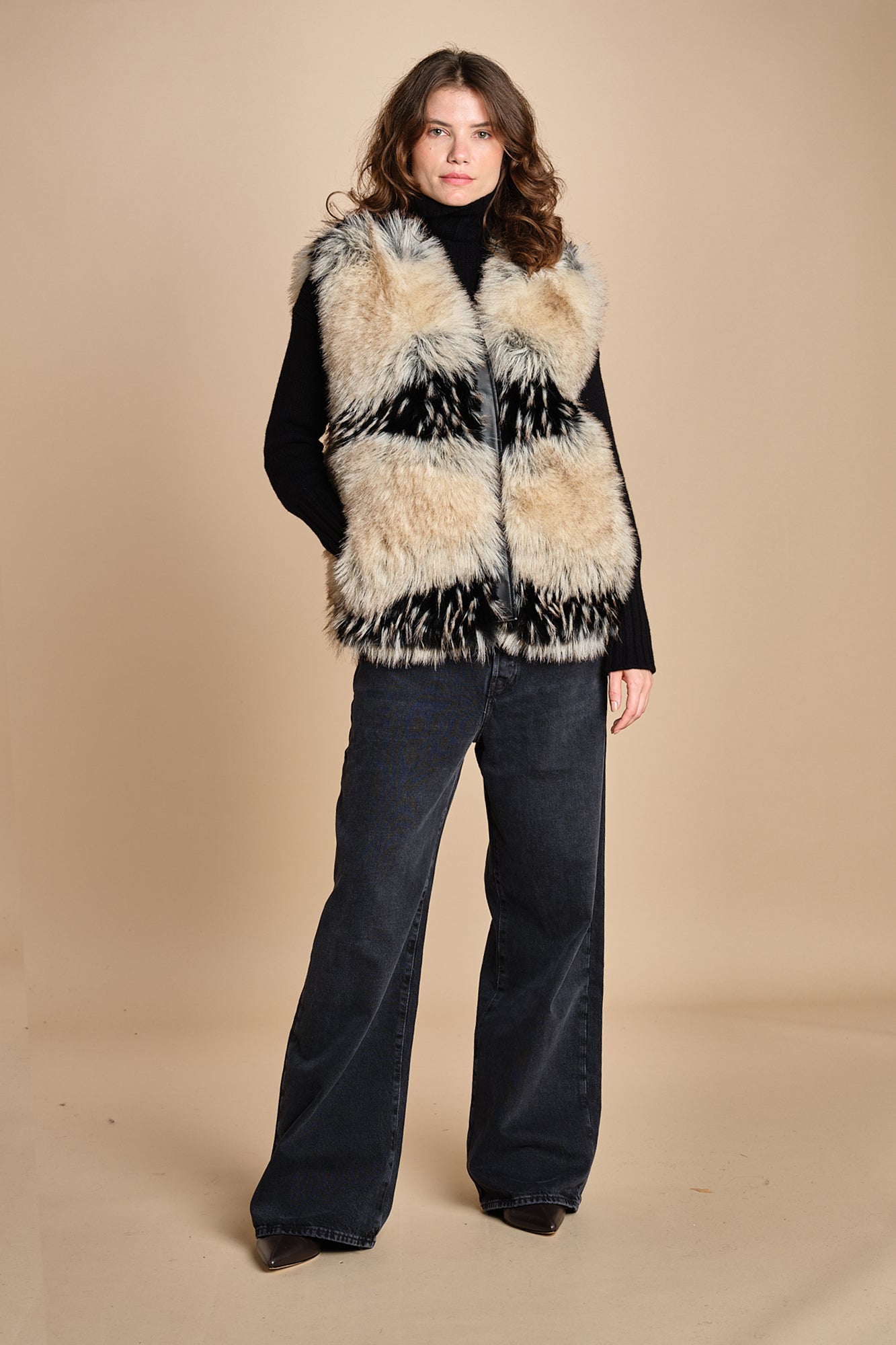 gilet in ecopelliccia AURA BEIGE mes demoiselles 