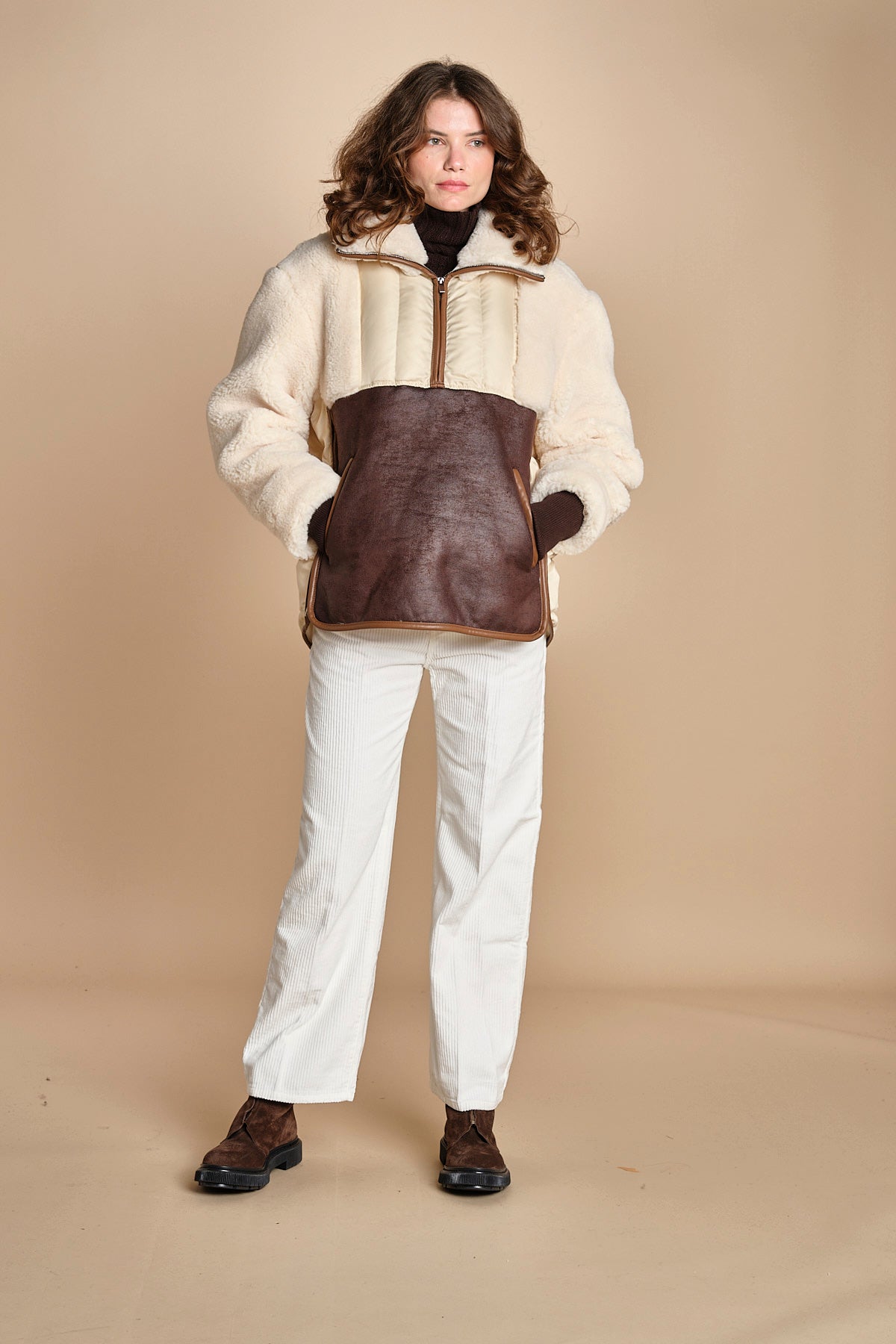 piumino parka in ecopelliccia COLEMAN BEIGE mes demoiselles 
