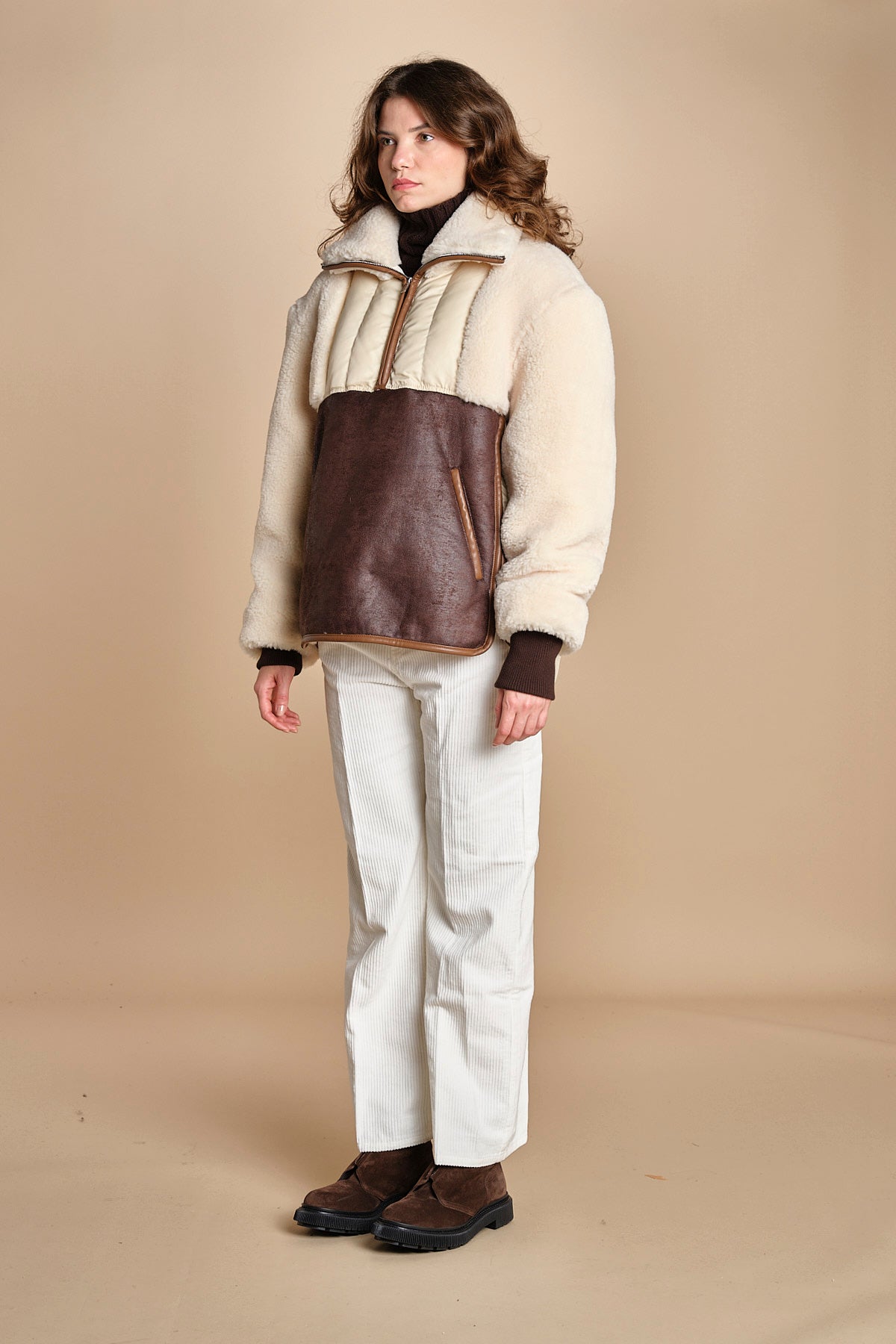 piumino parka in ecopelliccia COLEMAN BEIGE mes demoiselles 