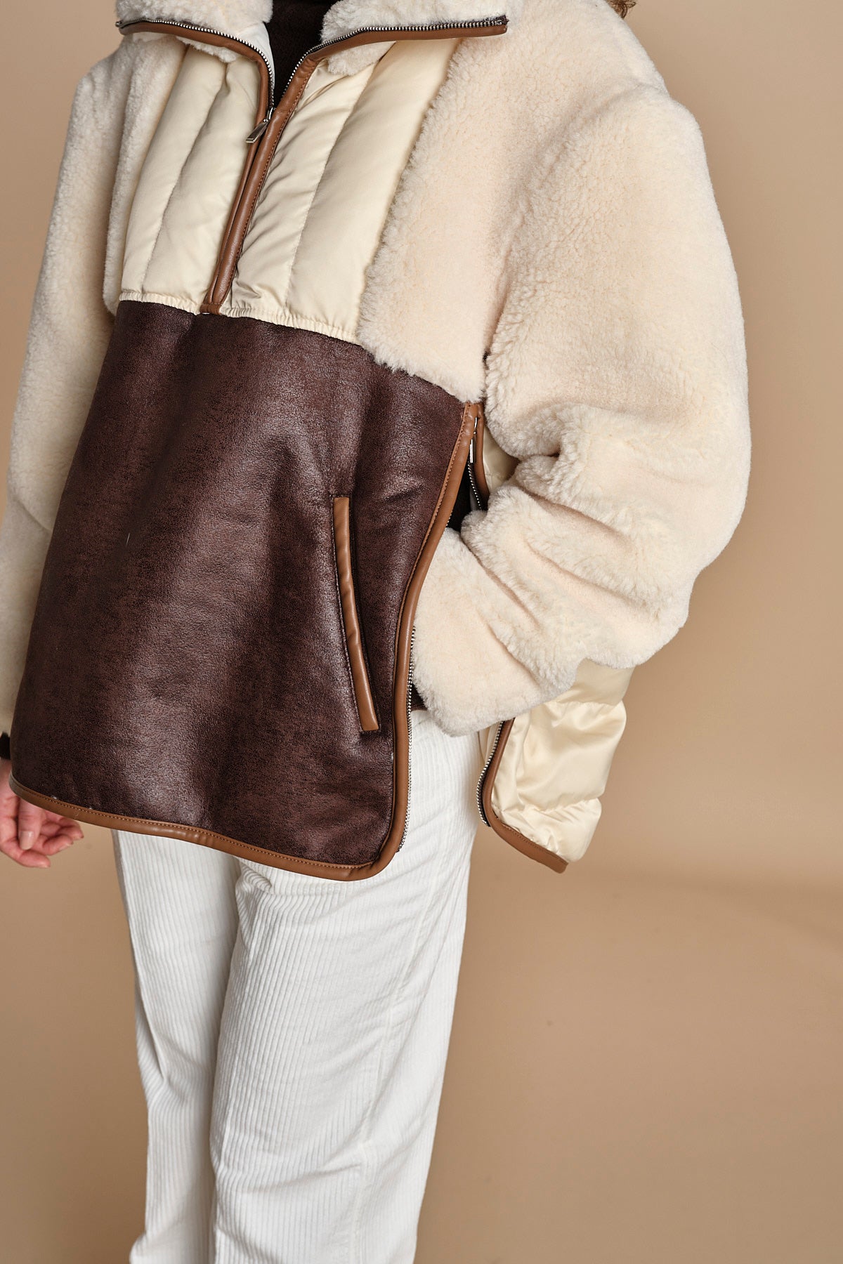piumino parka in ecopelliccia COLEMAN BEIGE mes demoiselles 