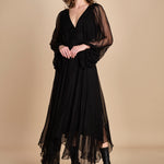 abito lungo con manica in voille DENISA BLACK mes demoiselles 