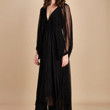 abito lungo con manica in voille DENISA BLACK mes demoiselles 