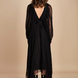 abito lungo con manica in voille DENISA BLACK mes demoiselles 