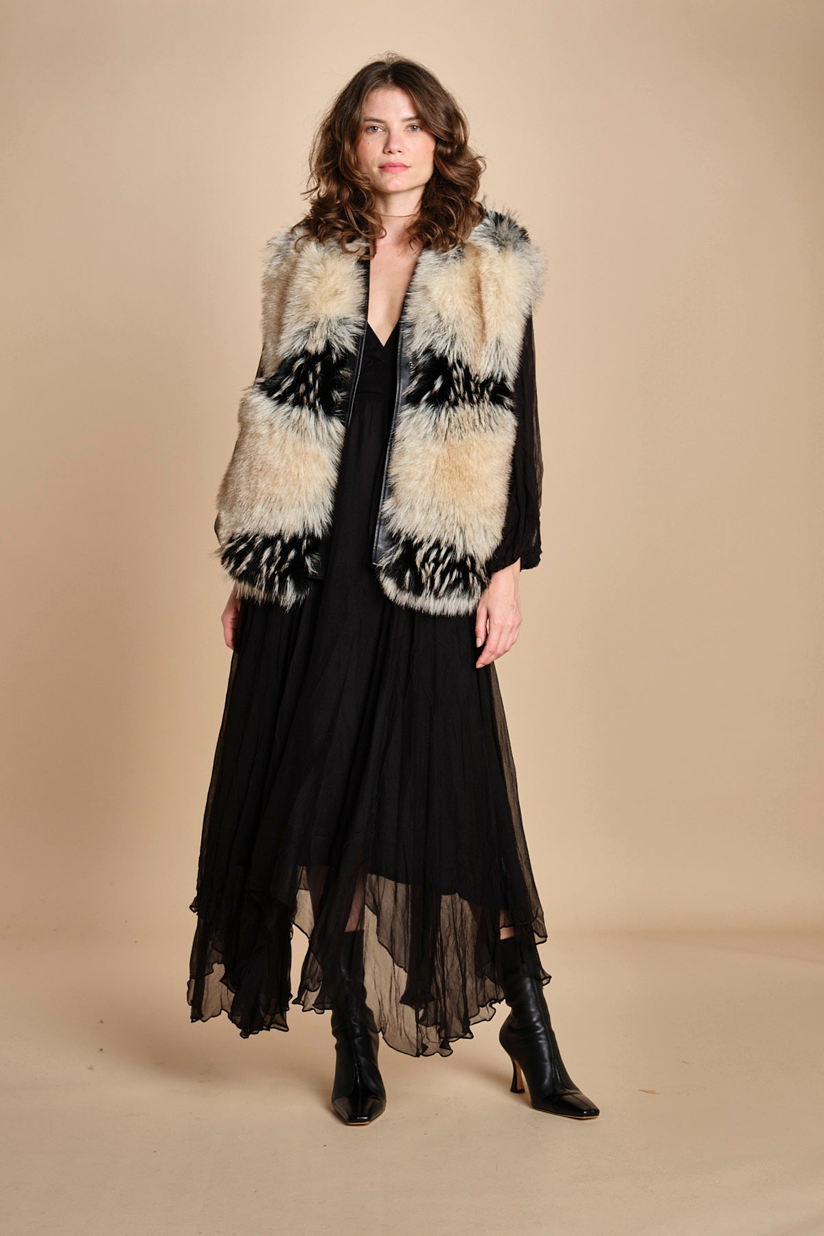 abito lungo con manica in voille DENISA BLACK mes demoiselles 