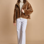 022 montone zip con cappuccio 24022-300 MASTICE milaura 
