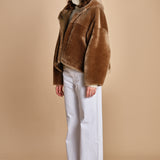022 montone zip con cappuccio 24022-300 MASTICE milaura 