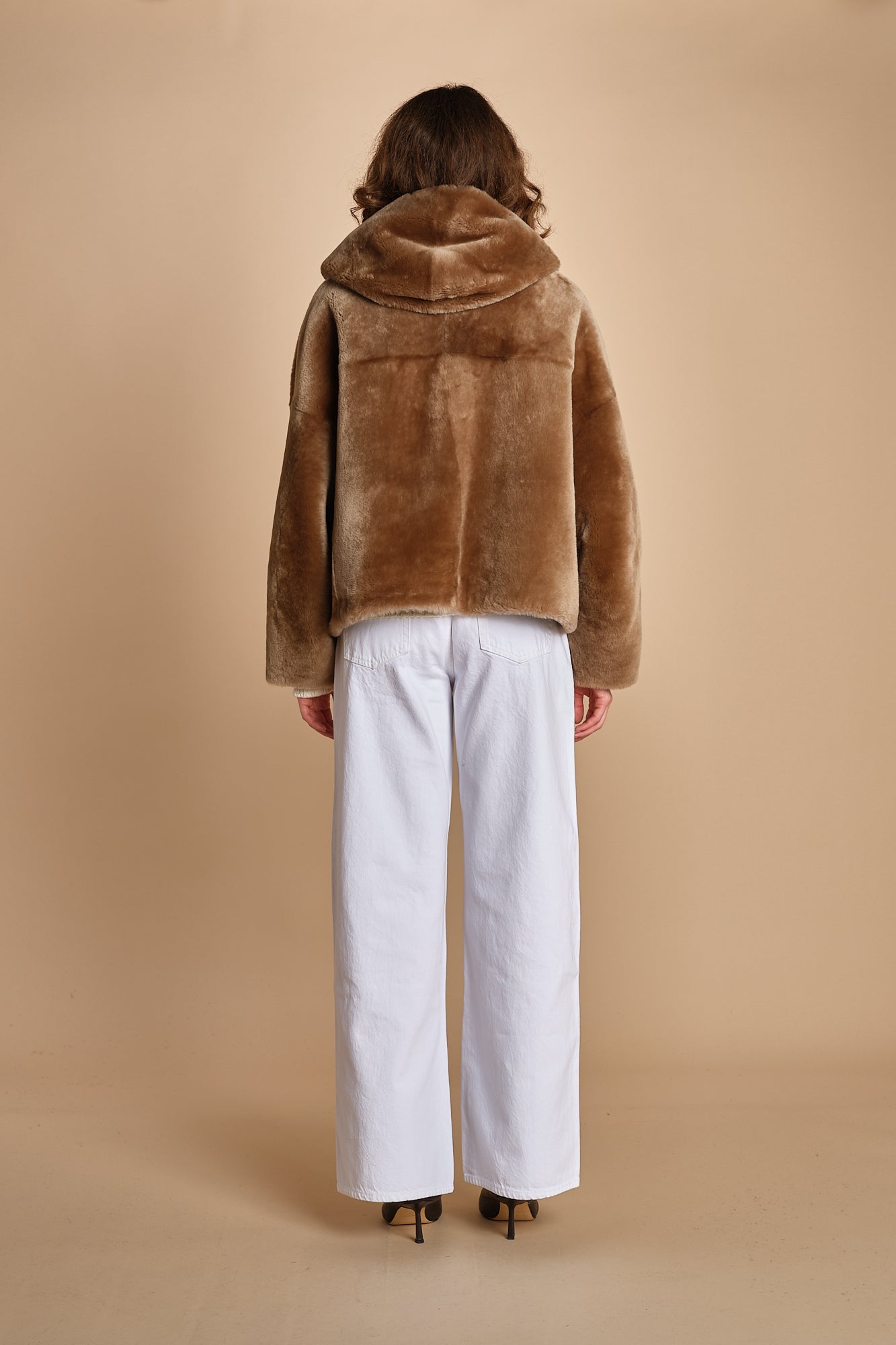 022 montone zip con cappuccio 24022-300 MASTICE milaura 