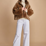 022 montone zip con cappuccio 24022-300 MASTICE milaura 
