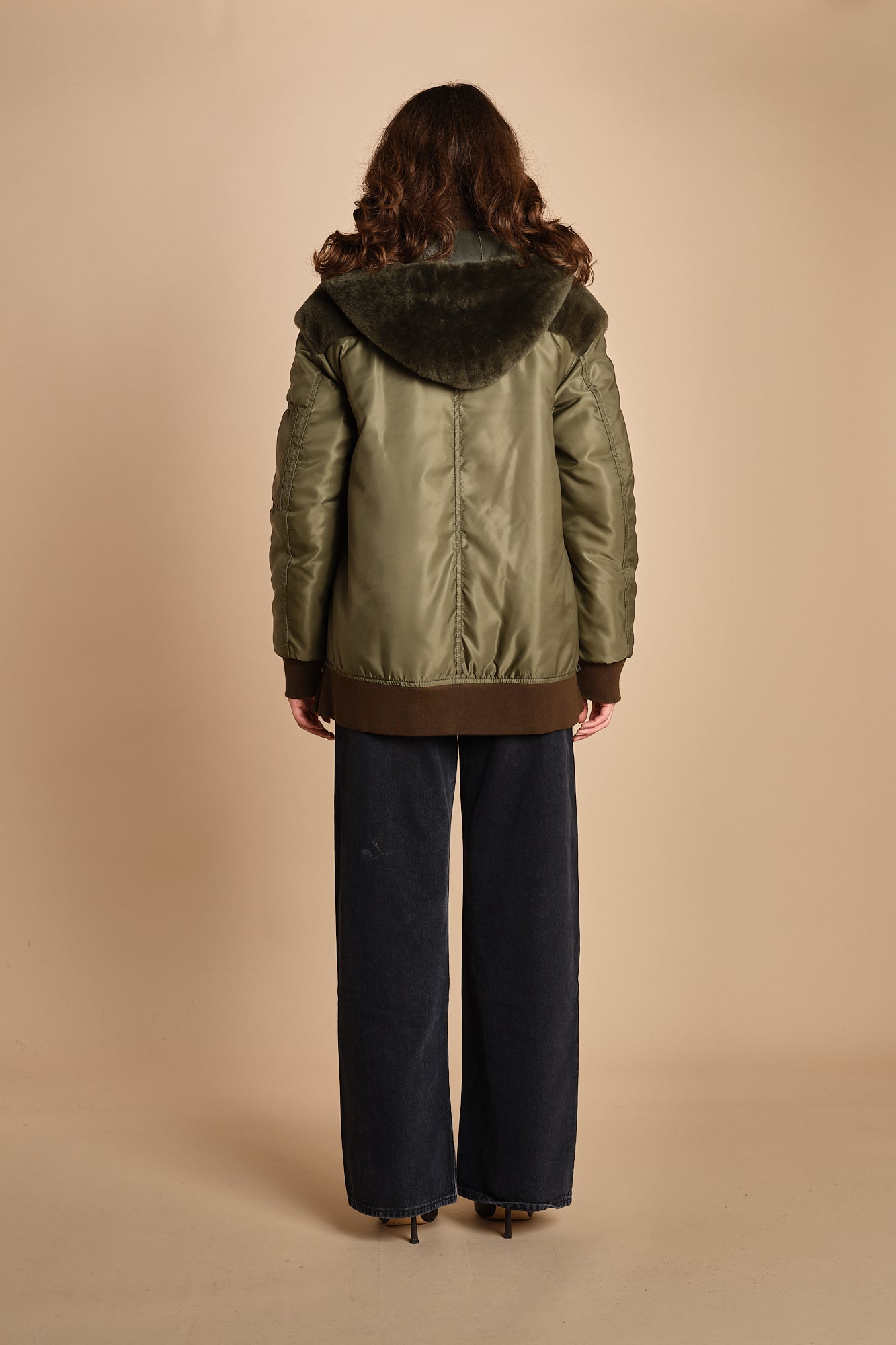 24065 giubbotto in nylon e pelliccia 24065350 MILITARE milaura 
