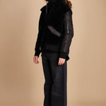 24065 giubbotto in nylon e pelliccia 24065350 NERO milaura 