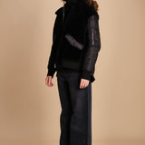 24065 giubbotto in nylon e pelliccia 24065350 NERO milaura 