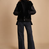 24065 giubbotto in nylon e pelliccia 24065350 NERO milaura 