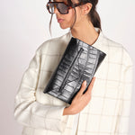 clutch in coccodrillo CLUTCH NERO milaura 