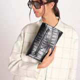 clutch in coccodrillo CLUTCH NERO milaura 