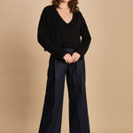 Maglia over scolloV D230738A NERO milaura 